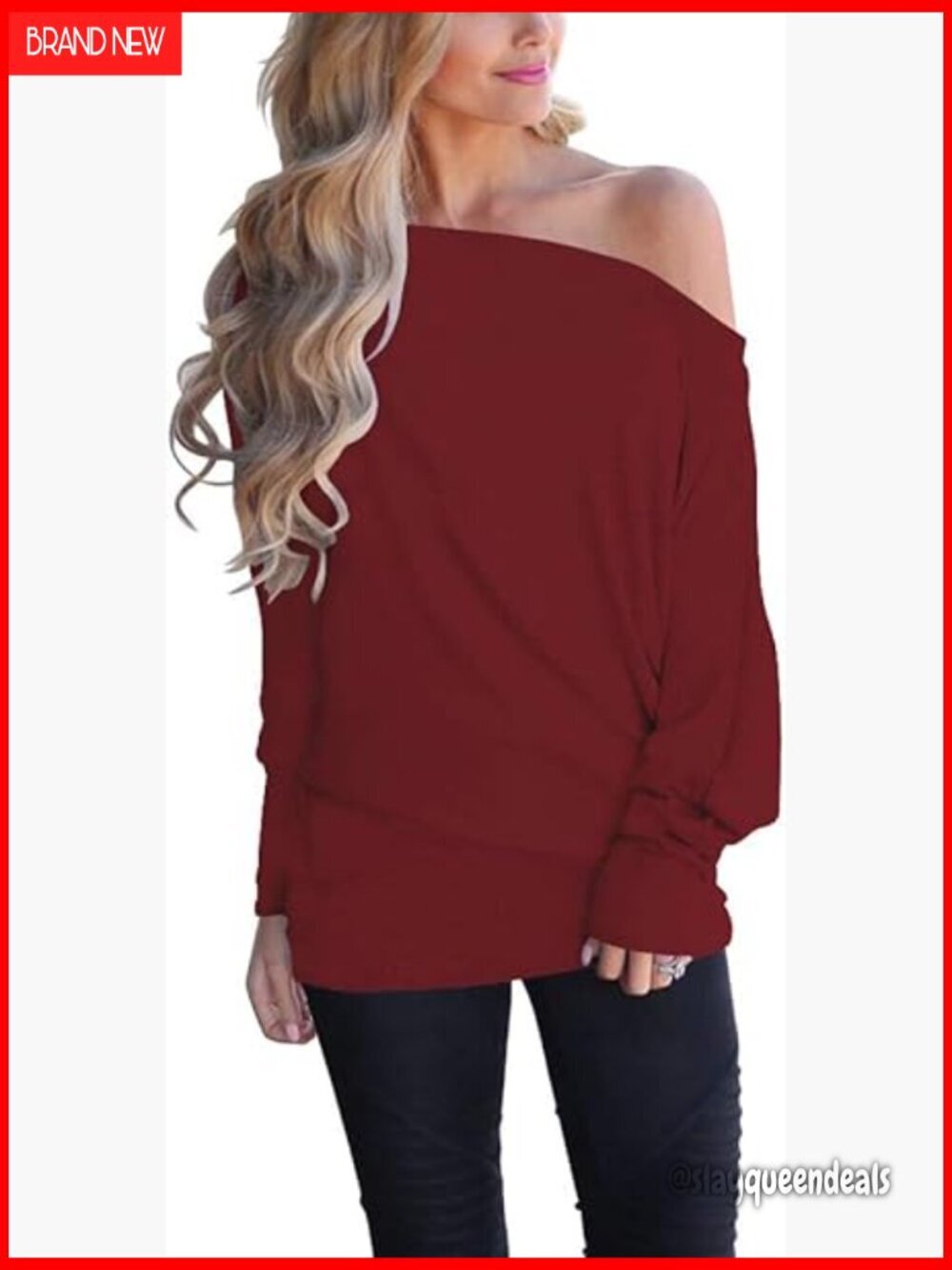 Oversized Pullover Sweater Off Shoulder Long Sleeve Tunic Top Loose Fit